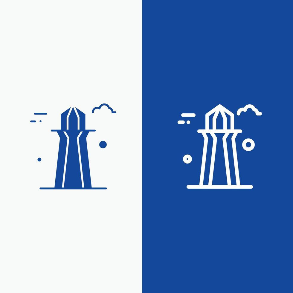 canada co tower construction de la tour du canada ligne et glyphe icône solide ligne de bannière bleue et glyphe solide ico vecteur