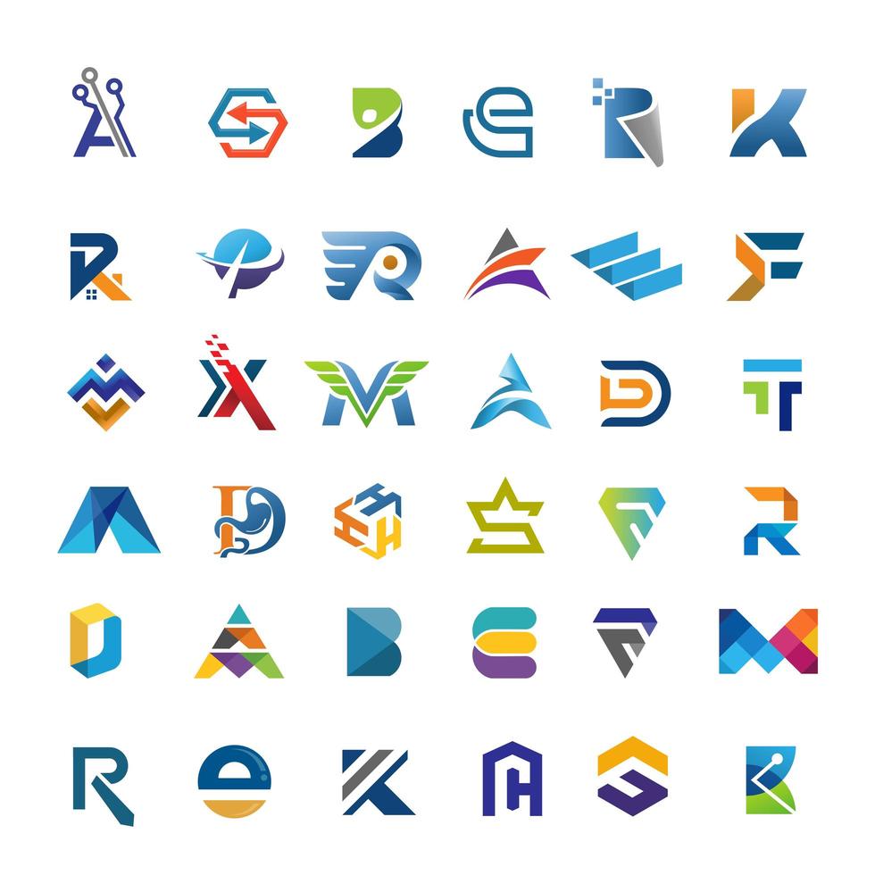 collection de lettres initiales colorées créatives vecteur