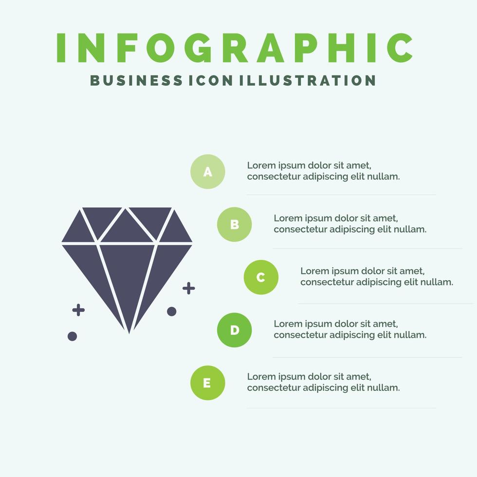 diamant canada bijou solide icône infographie 5 étapes présentation fond vecteur