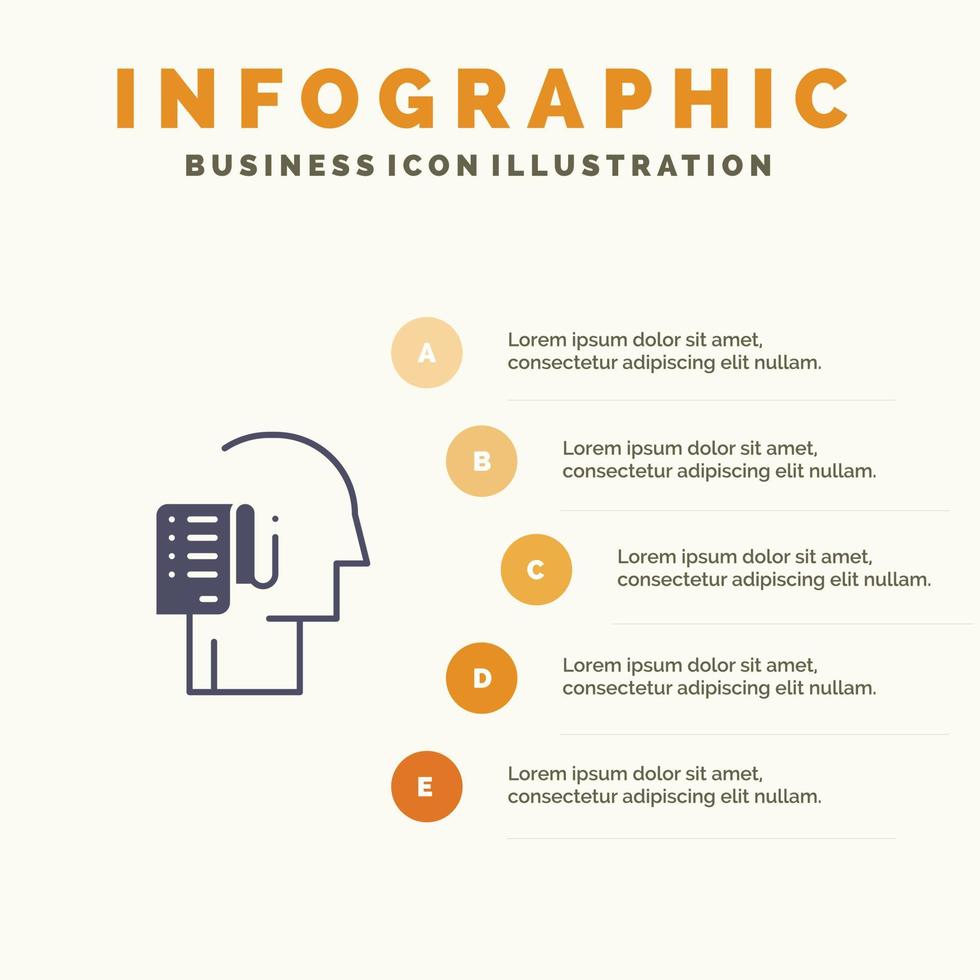 liste humaine personne calendrier tâches solide icône infographie 5 étapes présentation arrière-plan vecteur