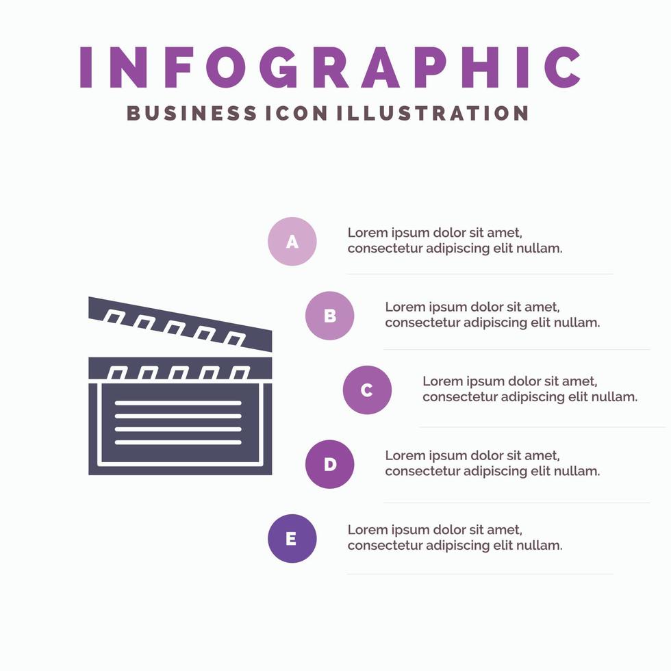 films américains vidéo usa solide icône infographie 5 étapes présentation fond vecteur