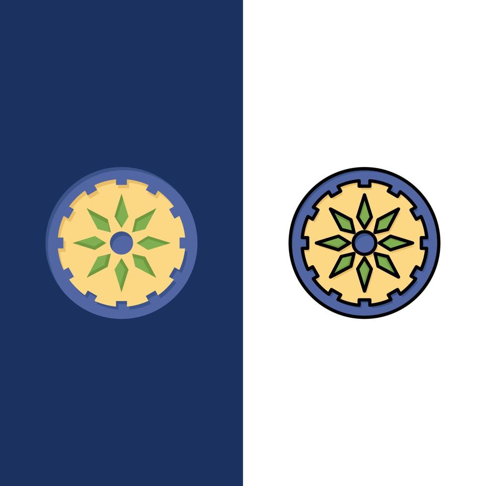 cercle pays inde icônes plat et ligne remplie icône ensemble vecteur fond bleu