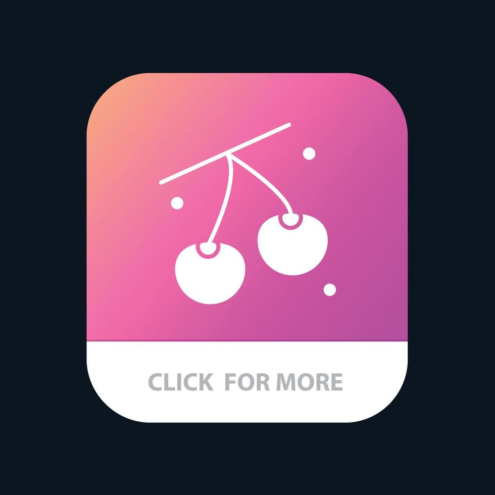 bouton d'application mobile de pâques en bonne santé de fruits de cerise version de glyphe android et ios vecteur