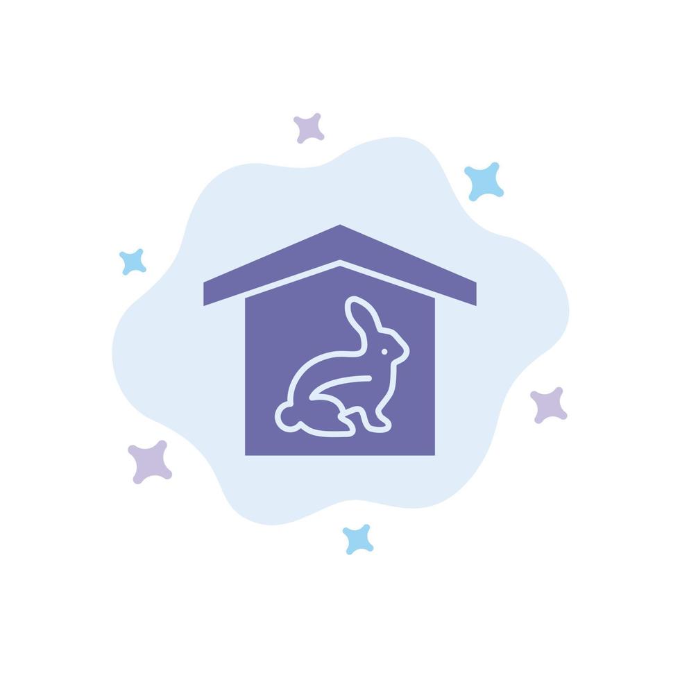 maison lapin pâques nature icône bleue sur fond de nuage abstrait vecteur