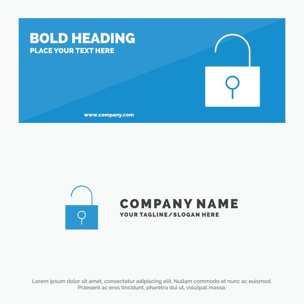 verrouiller l'interface utilisateur déverrouillée icône solide bannière de site Web et modèle de logo d'entreprise vecteur