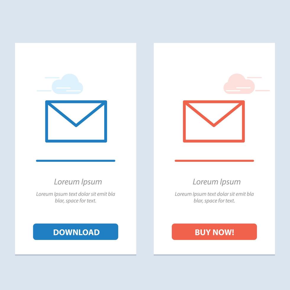 e-mail message bleu et rouge téléchargez et achetez maintenant le modèle de carte de widget web vecteur
