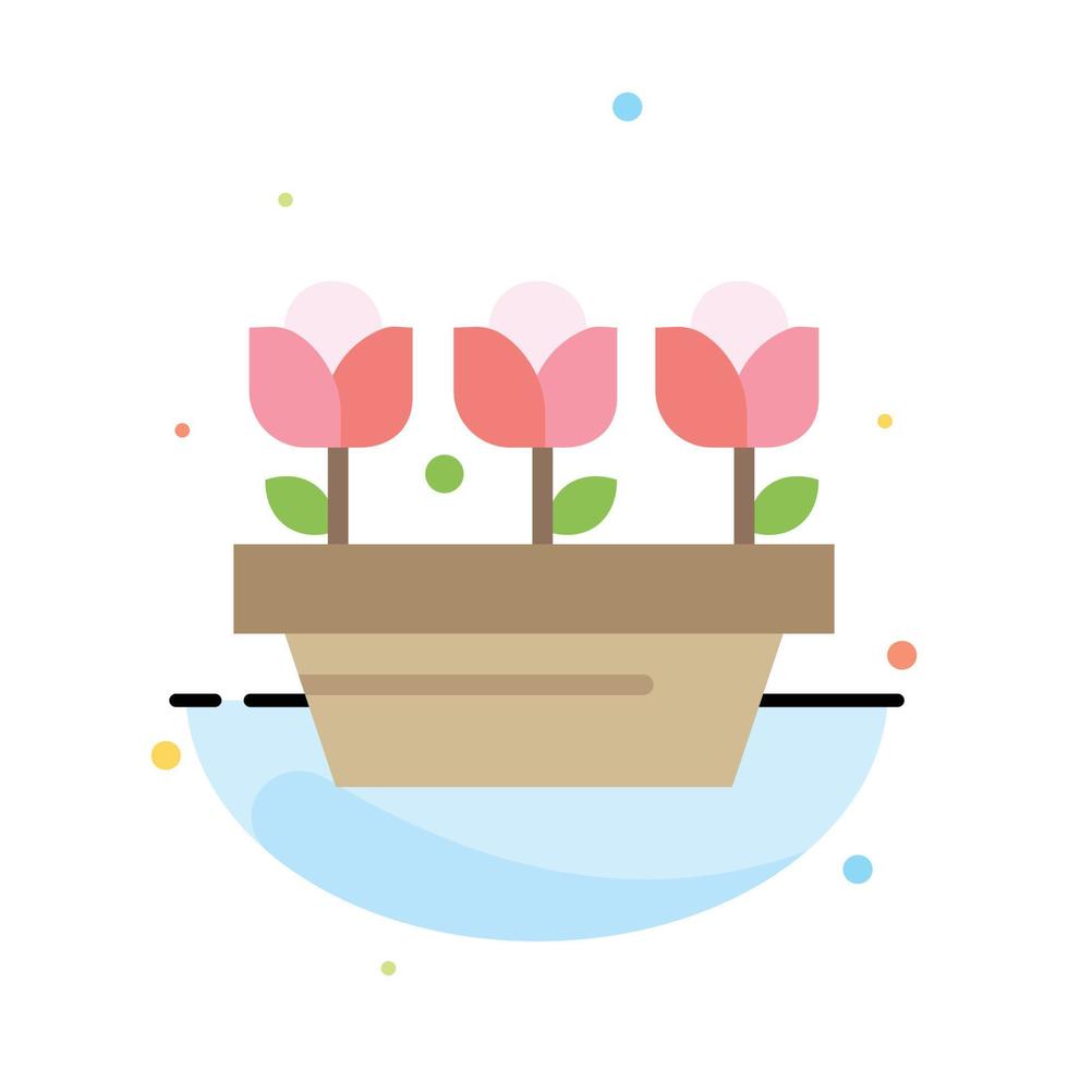 modèle d'icône de couleur plate abstraite de printemps de plante de croissance de fleur vecteur