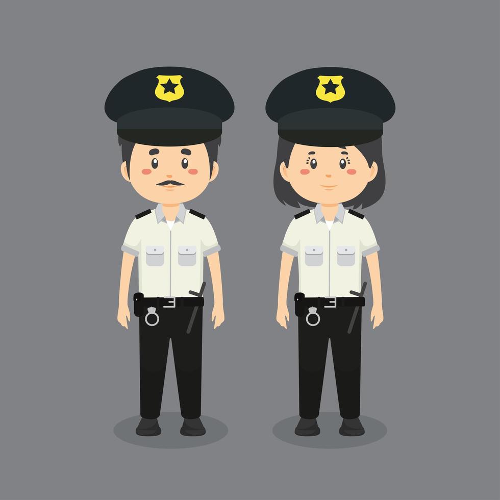 couple de personnages portant des uniformes de police vecteur