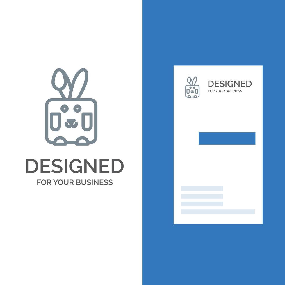 lapin de pâques lapin vacances conception de logo gris et modèle de carte de visite vecteur