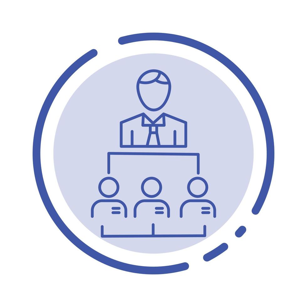 organisation affaires humain leadership gestion icône de ligne pointillée bleue vecteur