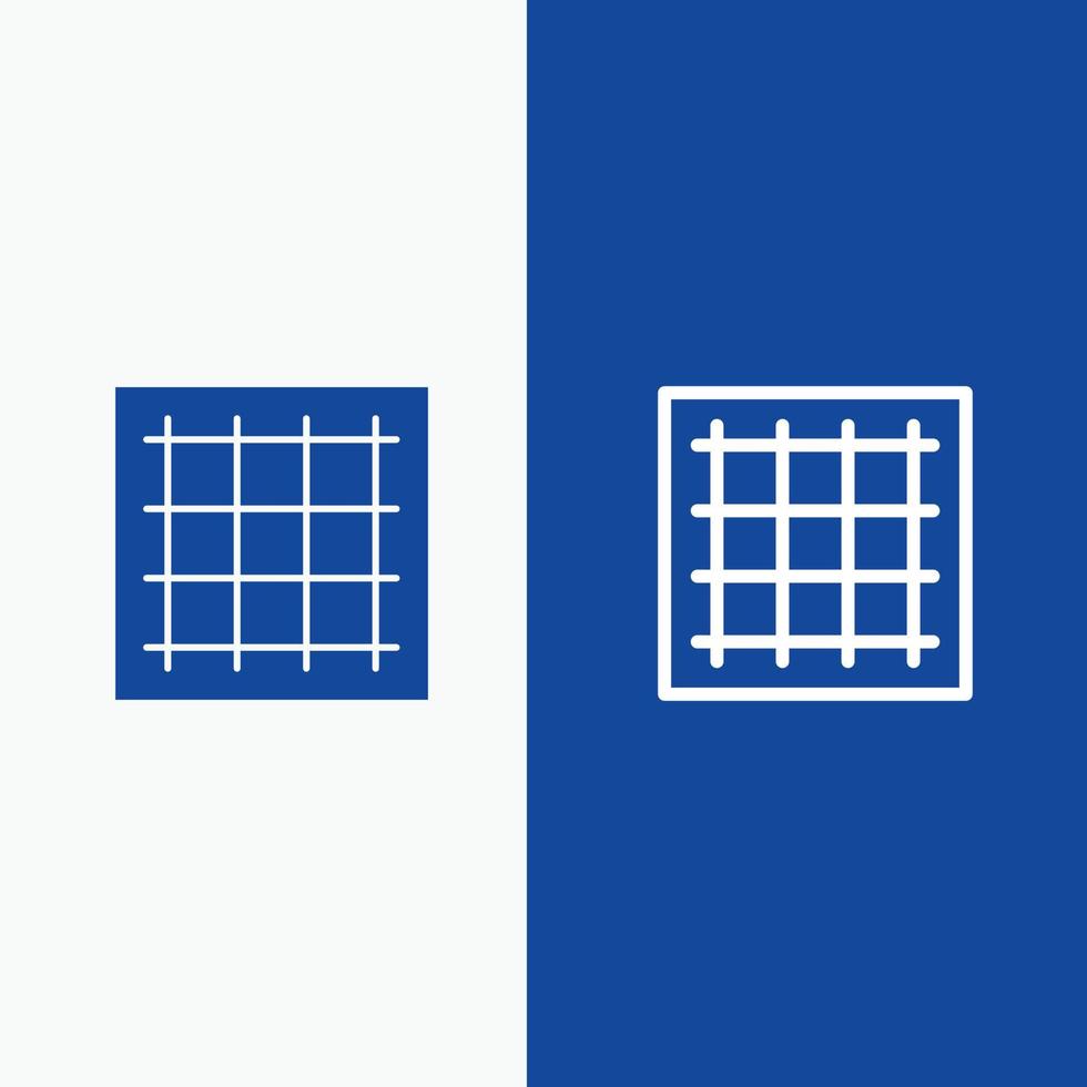 grille graphique zone de dessin logiciel ligne et glyphe icône solide bannière bleue ligne et glyphe icône solide blu vecteur