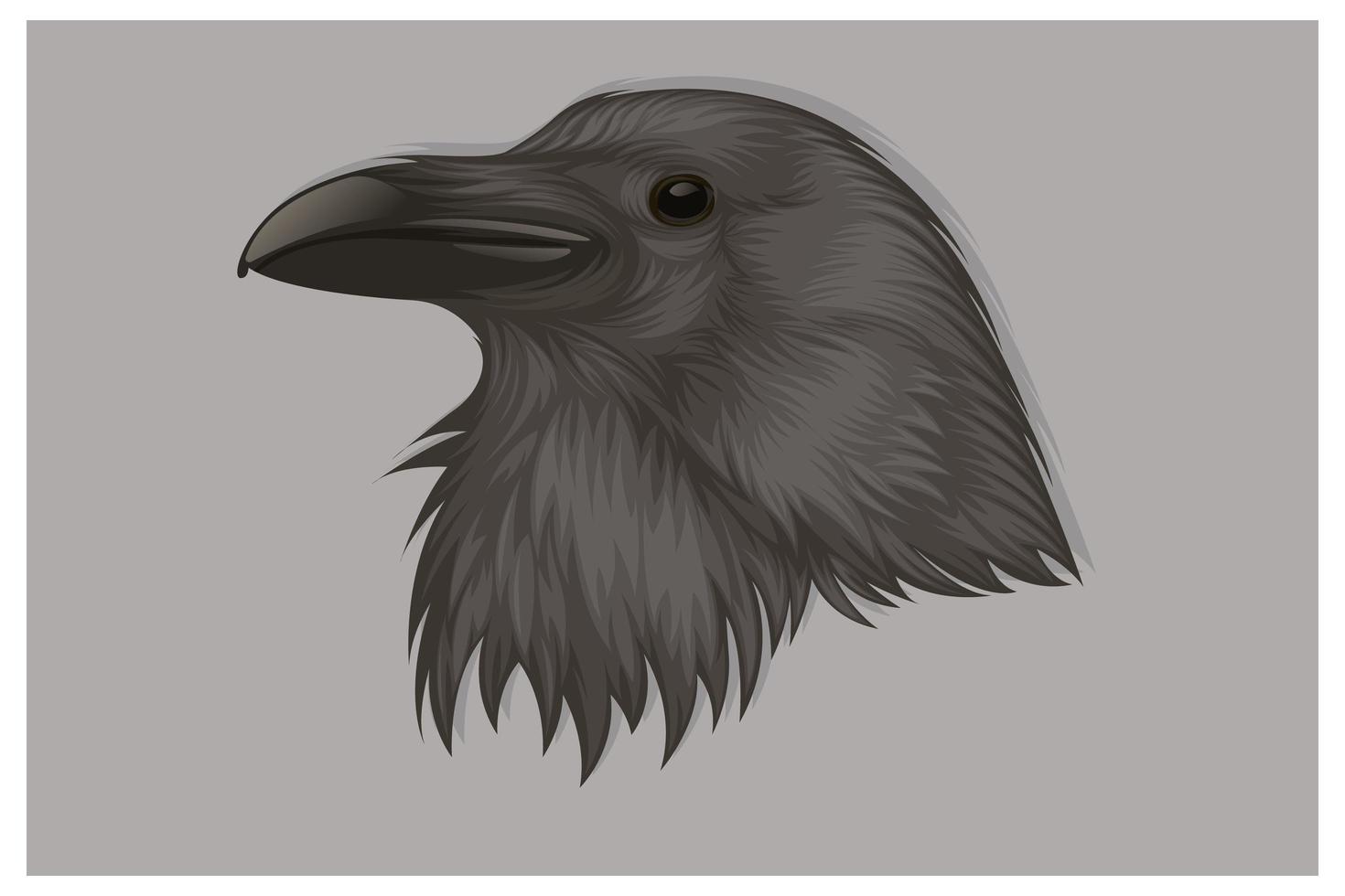 dessin à la main tête de corbeau noir vecteur