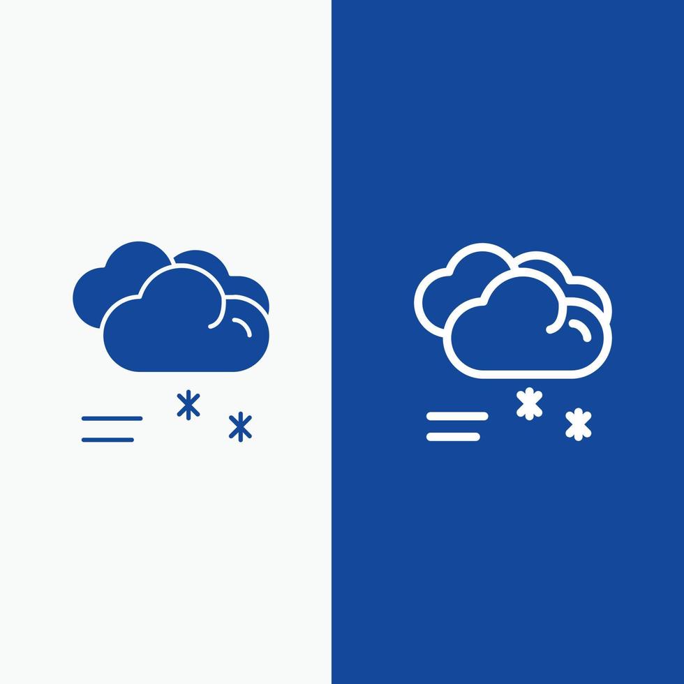 prévision de pluie nuage pluie temps pluvieux ligne et glyphe icône solide ligne de bannière bleue et glyphe ainsi vecteur