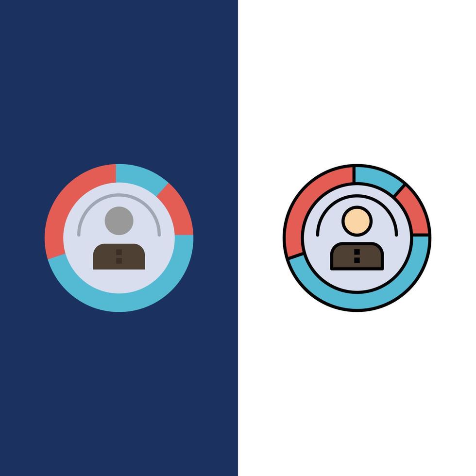 diagramme caractéristiques personnes humaines profil personnel icônes utilisateur plat et ligne remplie icône ensemble vecteur bleu