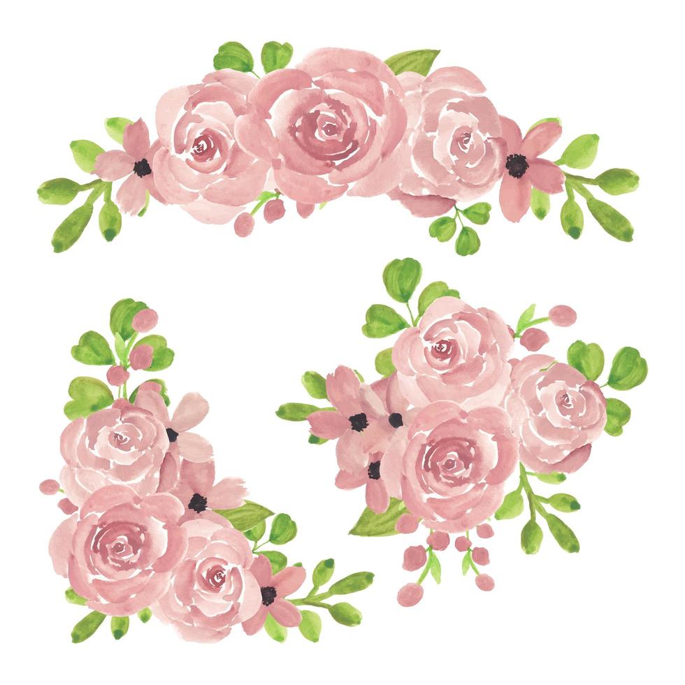 collection d'arrangements de fleurs aquarelle rose rose vecteur