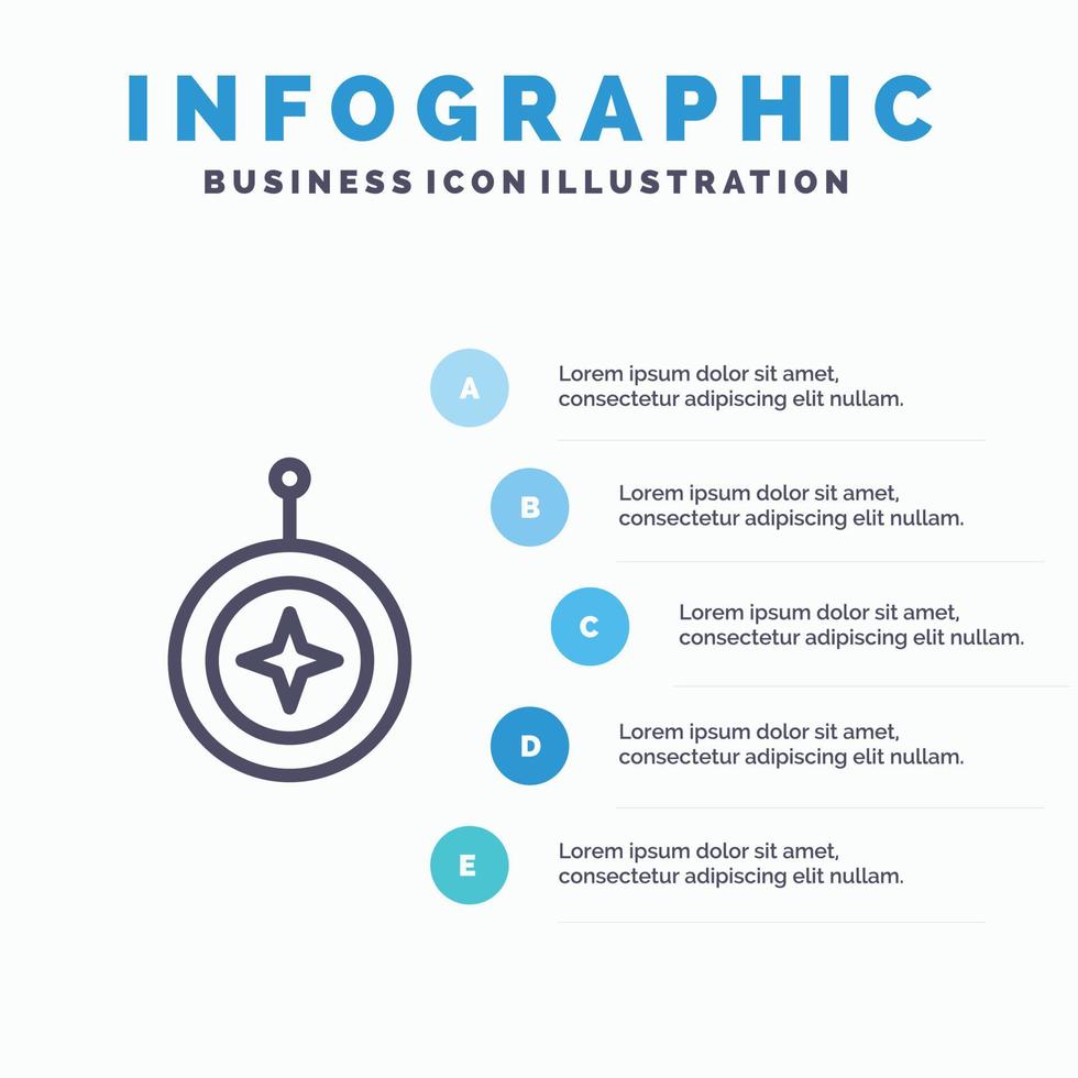 insigne étoile médaille bouclier ligne d'honneur icône avec 5 étapes présentation infographie fond vecteur