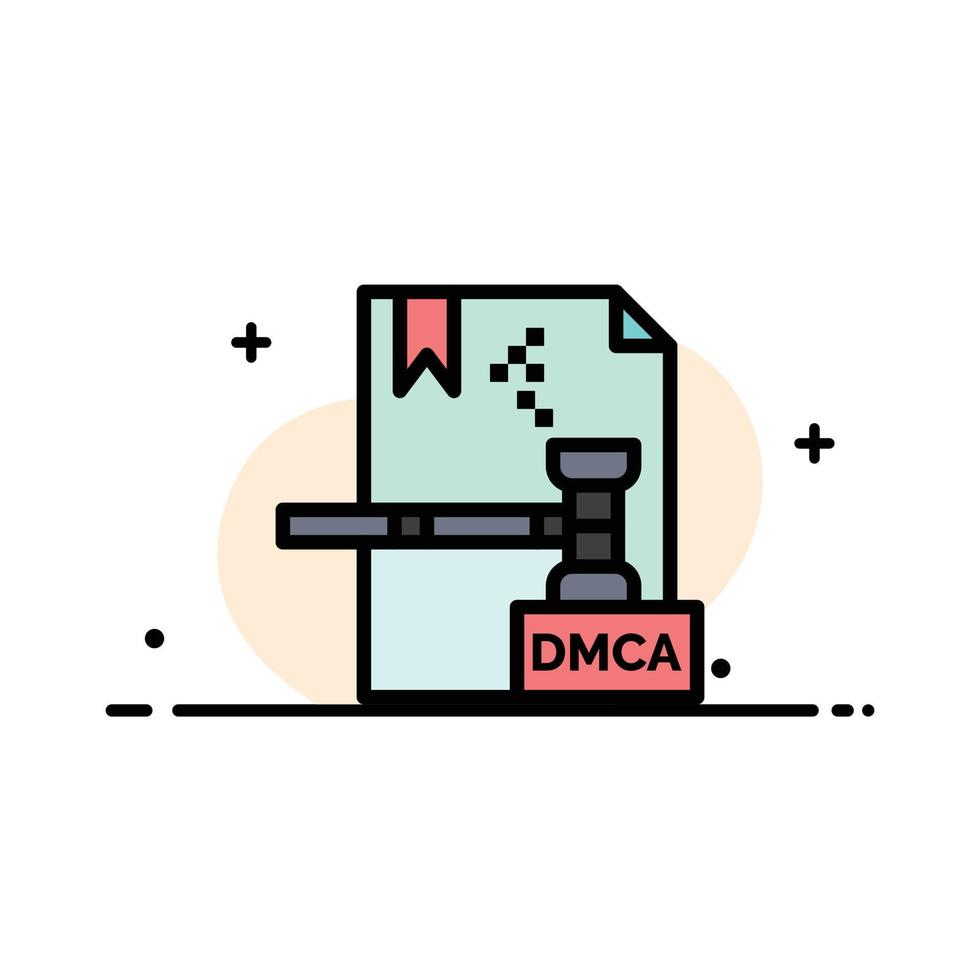 entreprise copyright numérique dmca fichier entreprise ligne plate remplie icône vecteur bannière modèle