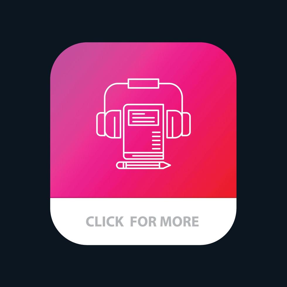 musique audio livre d'écouteurs bouton d'application mobile version de ligne android et ios vecteur