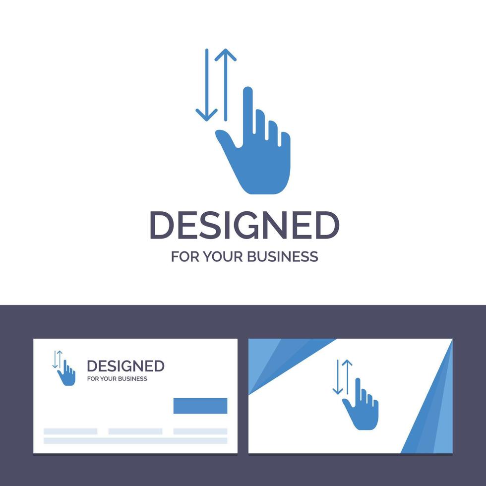 carte de visite créative et modèle de logo gestes du doigt main vers le bas illustration vectorielle vecteur