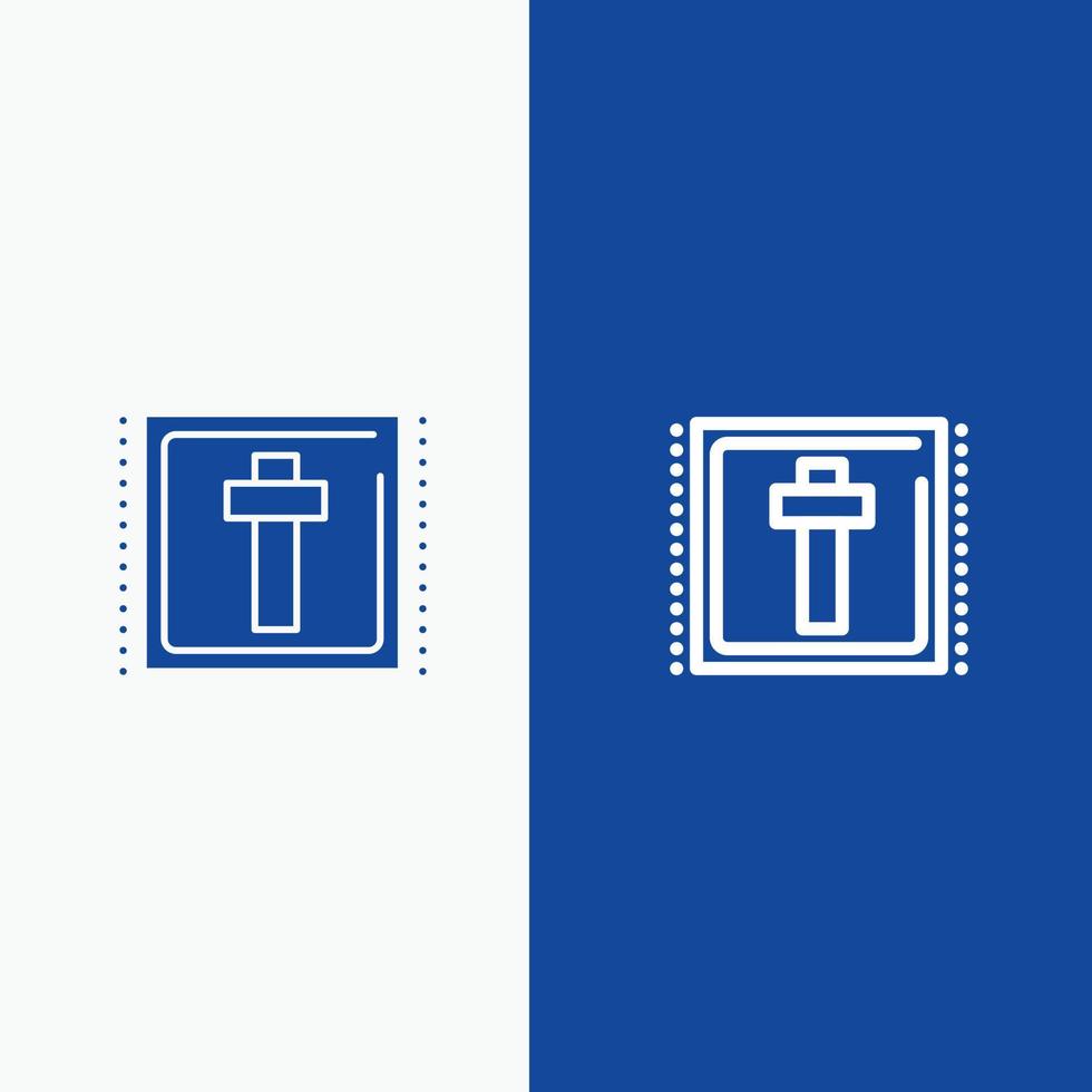 traverser la ligne de signe de vacances de pâques et glyphe icône solide bannière bleue ligne et glyphe icône solide bannière bleue vecteur