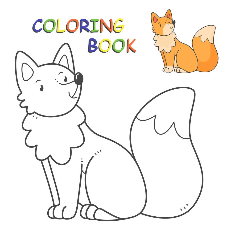 livre de coloriage pour enfants renard. page de coloriage avec un animal de dessin animé mignon. illustration vectorielle. vecteur