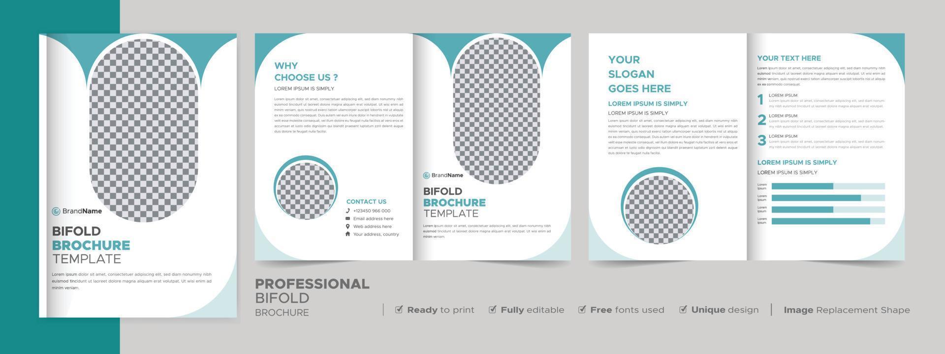modèle de conception de brochure à deux volets pour votre entreprise, votre entreprise, votre entreprise, votre publicité, votre marketing, votre agence et votre activité Internet. vecteur