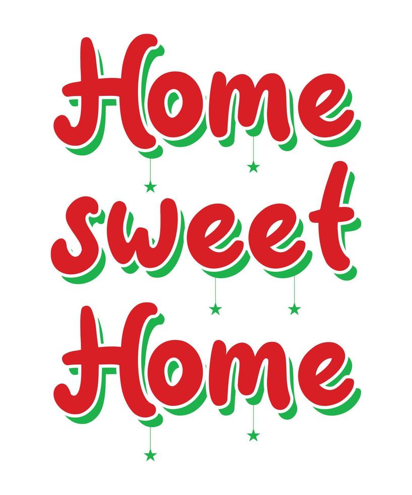 typographie de voeux de noël, vecteur de conception festive sweet home letterin