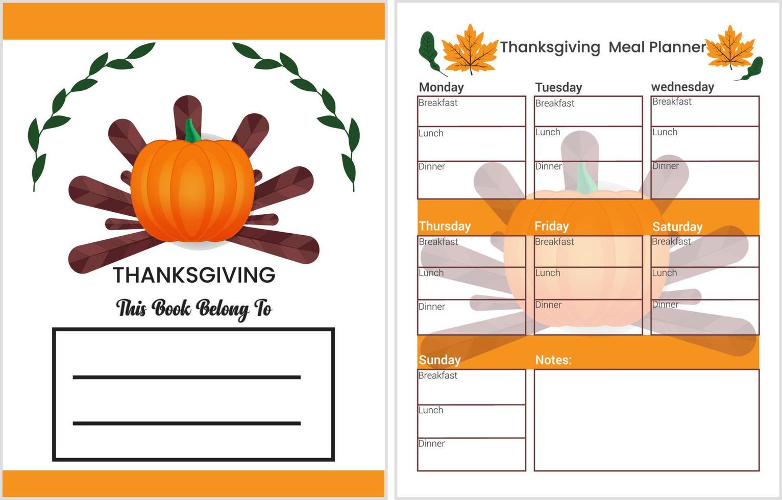 planificateur de repas de Thanksgiving vecteur