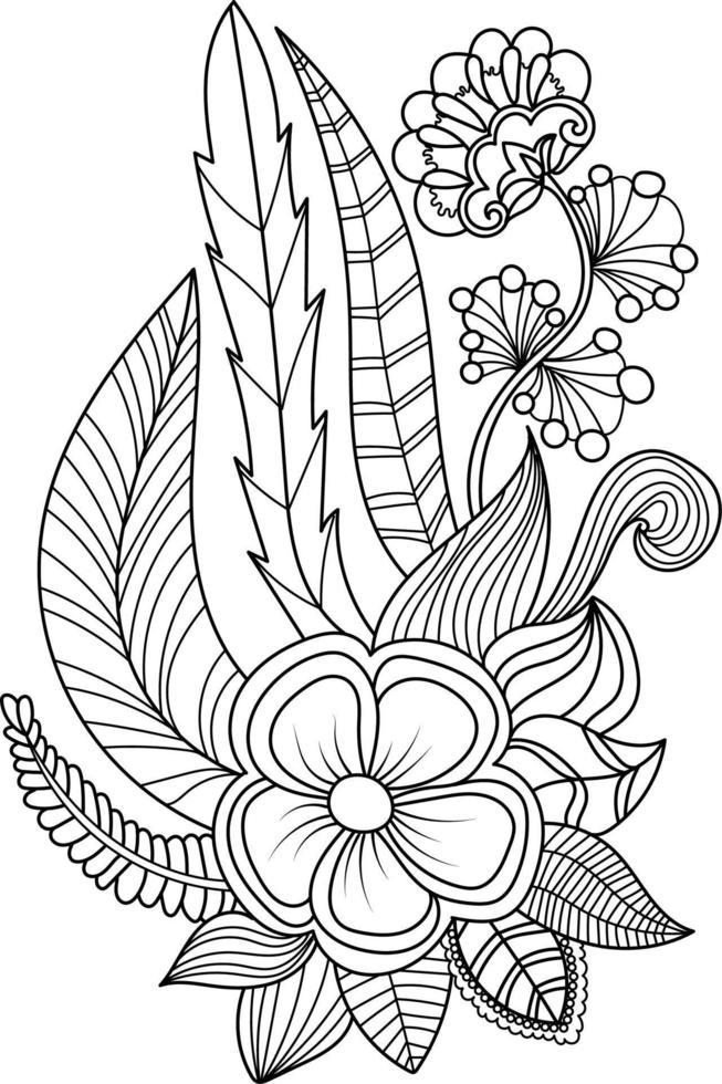 coloriage de fleurs fantastiques décrit pour adultes vecteur