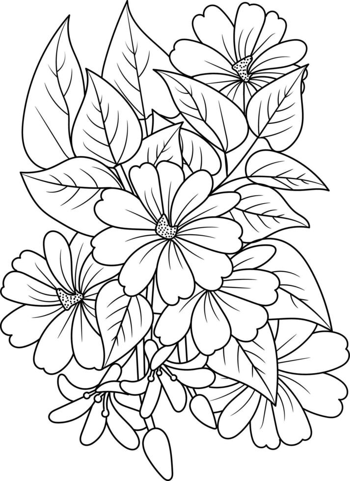 fleur de doodle noir et blanc pour livre de coloriage pour adultes vecteur