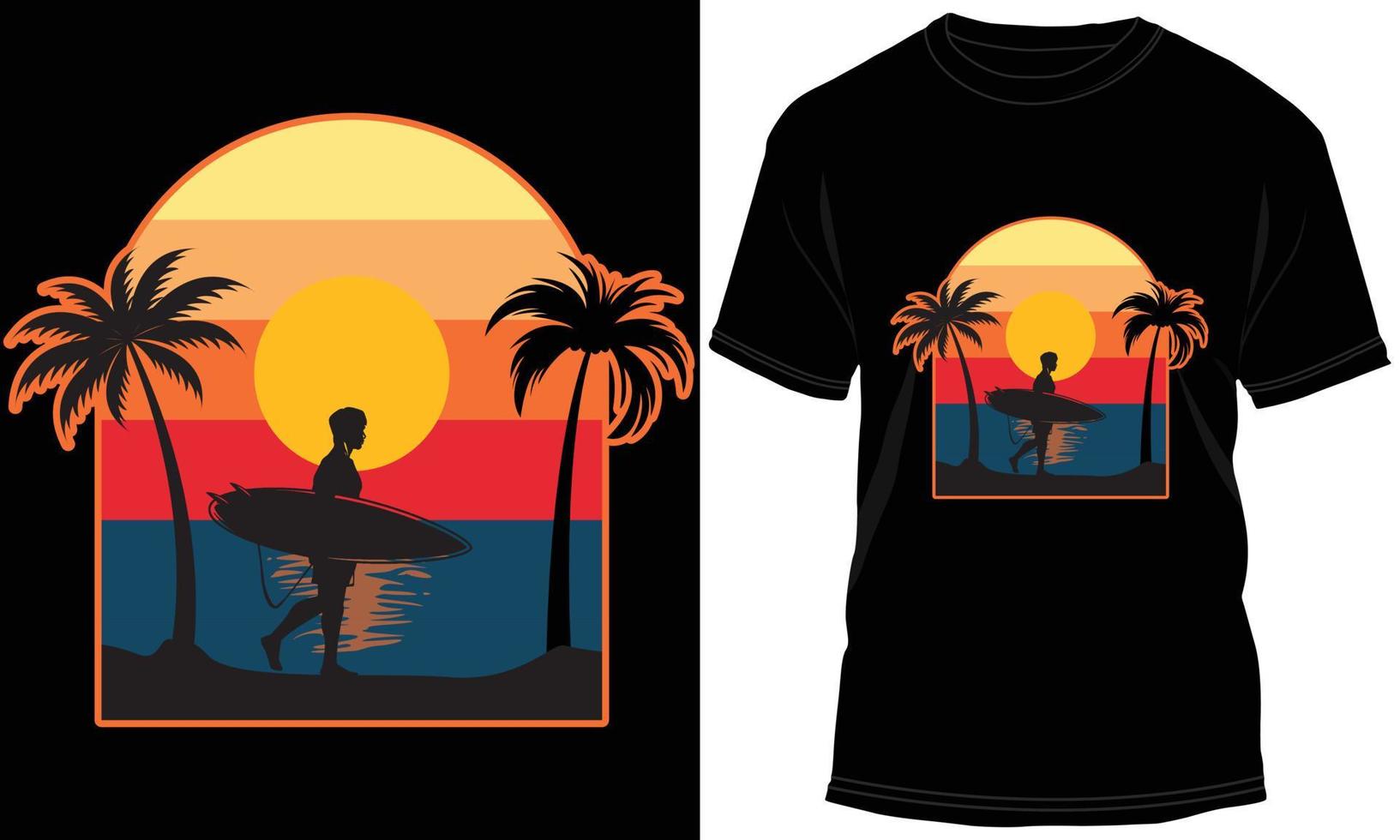 graphique vectoriel de conception de t-shirt de surf