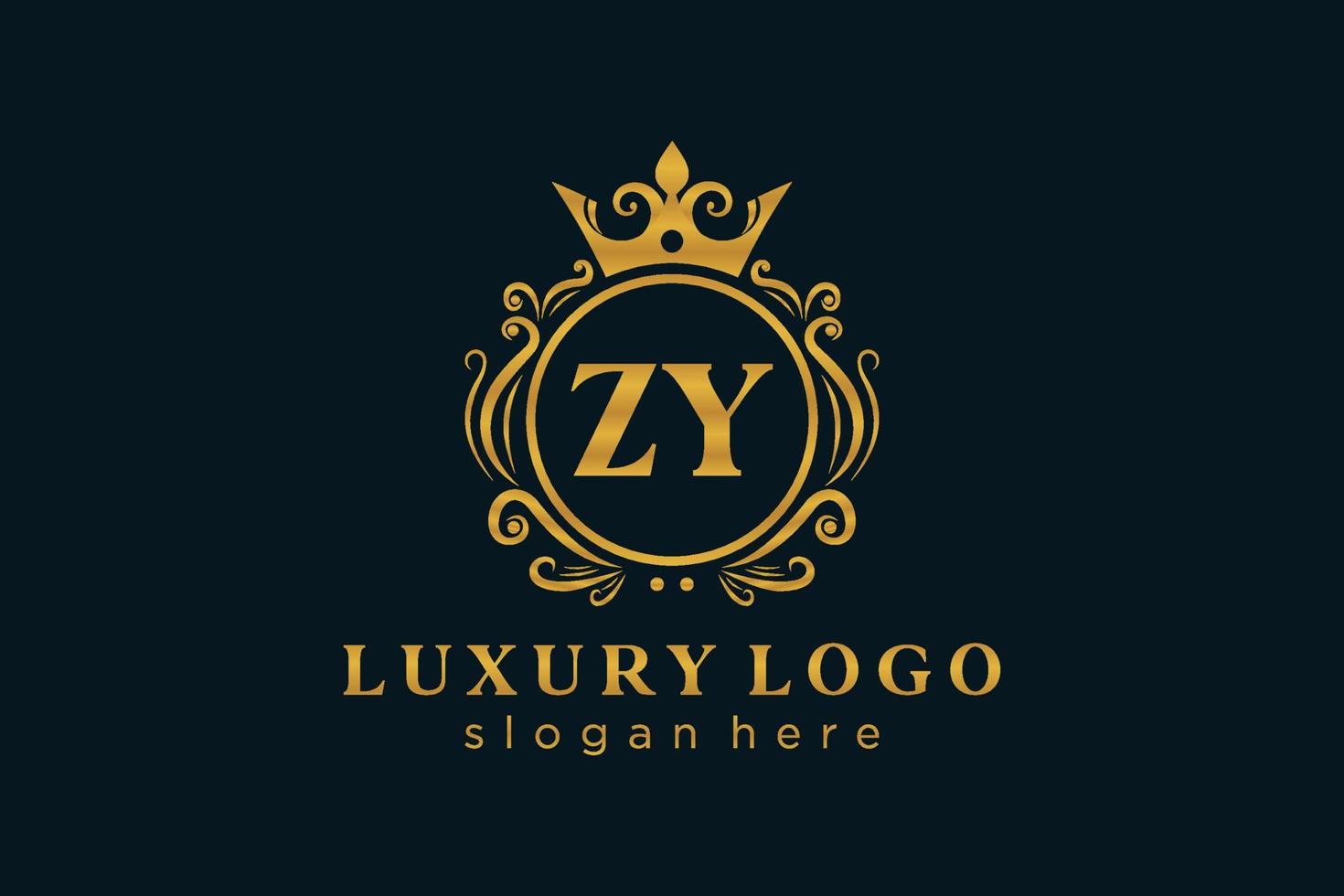 modèle de logo de luxe royal lettre initiale zy en art vectoriel pour restaurant, royauté, boutique, café, hôtel, héraldique, bijoux, mode et autres illustrations vectorielles.