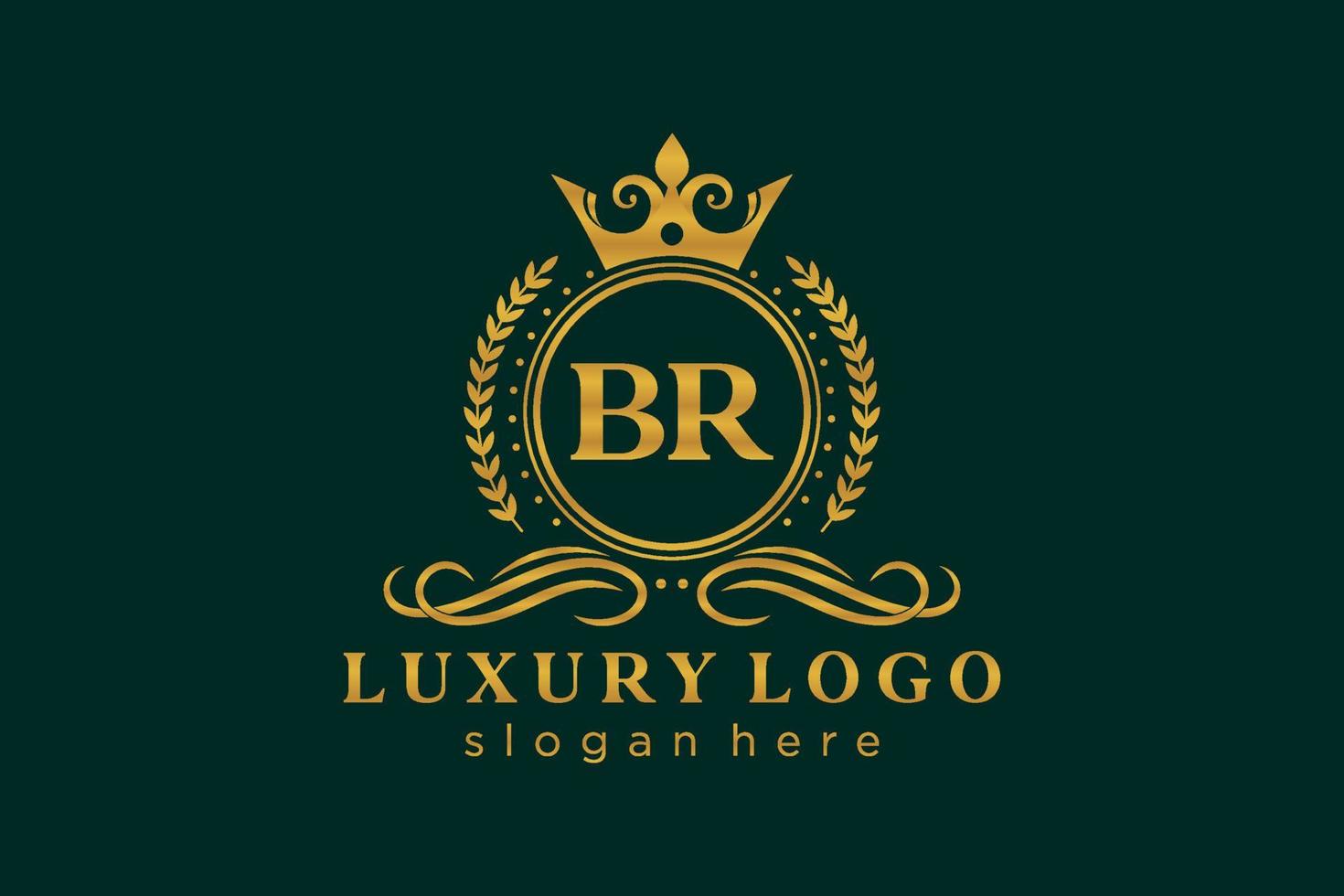 modèle initial de logo de luxe royal de lettre br dans l'art vectoriel pour le restaurant, la royauté, la boutique, le café, l'hôtel, l'héraldique, les bijoux, la mode et d'autres illustrations vectorielles.