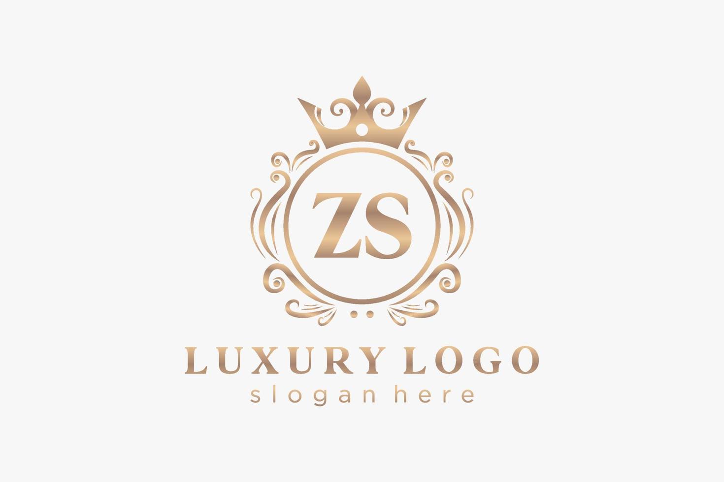 modèle initial de logo de luxe royal de lettre zs dans l'art vectoriel pour le restaurant, la royauté, la boutique, le café, l'hôtel, l'héraldique, les bijoux, la mode et d'autres illustrations vectorielles.