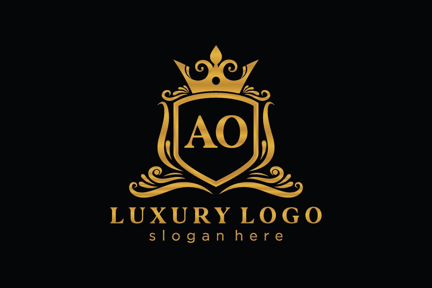 modèle initial de logo de luxe royal de lettre ao dans l'art vectoriel pour le restaurant, la royauté, la boutique, le café, l'hôtel, l'héraldique, les bijoux, la mode et d'autres illustrations vectorielles.