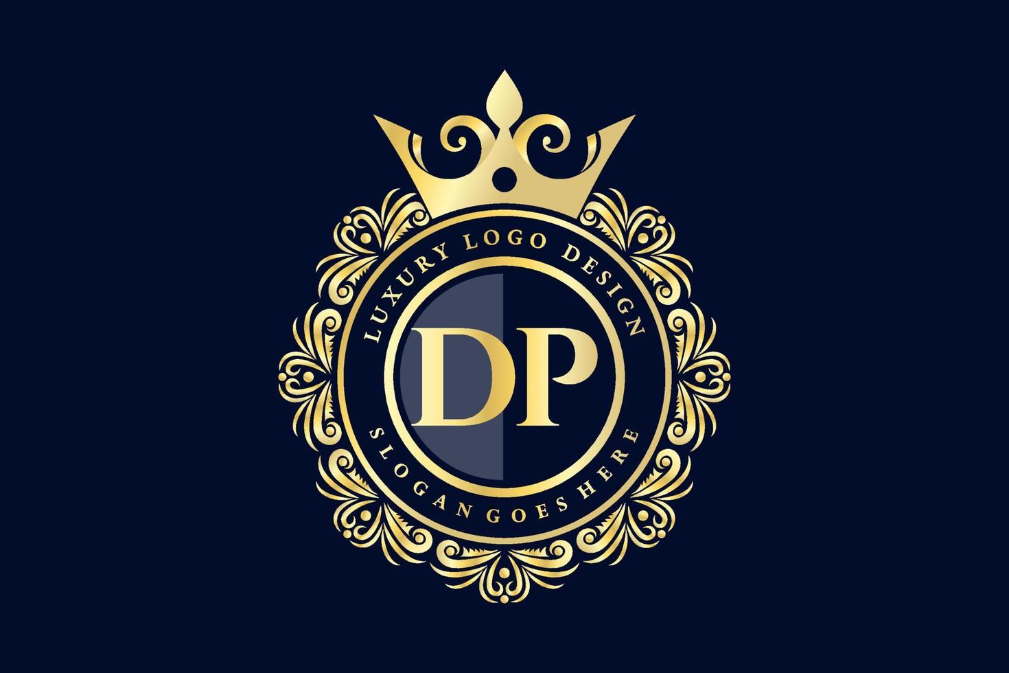 dp lettre initiale or calligraphique féminin floral monogramme héraldique dessiné à la main antique vintage style luxe logo design prime vecteur