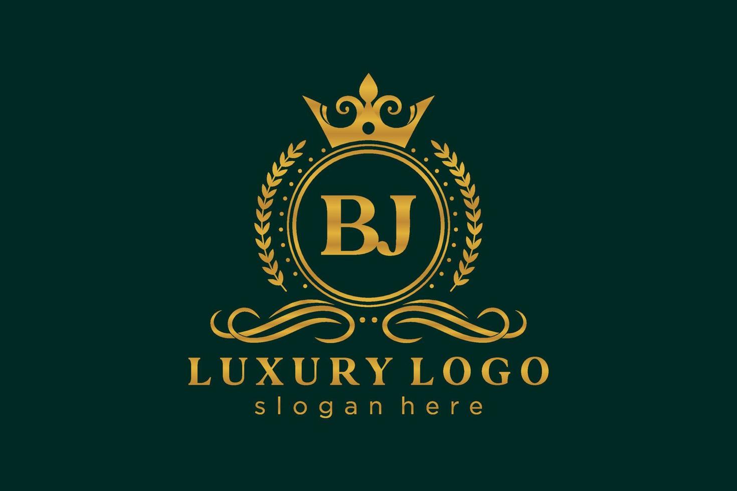 modèle de logo de luxe royal de lettre bj initial dans l'art vectoriel pour le restaurant, la royauté, la boutique, le café, l'hôtel, l'héraldique, les bijoux, la mode et d'autres illustrations vectorielles.