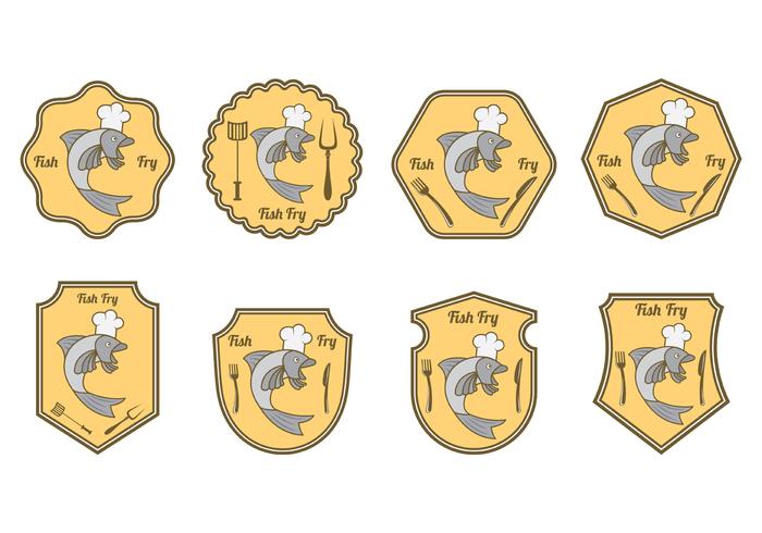 Ensemble d'insigne de poisson Fry vecteur