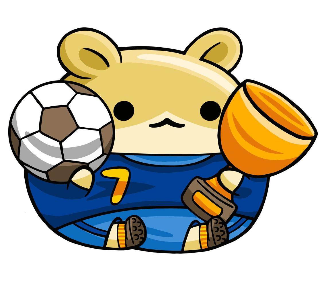 mignon, hamster, joueur football, profession, vecteur, illustration vecteur