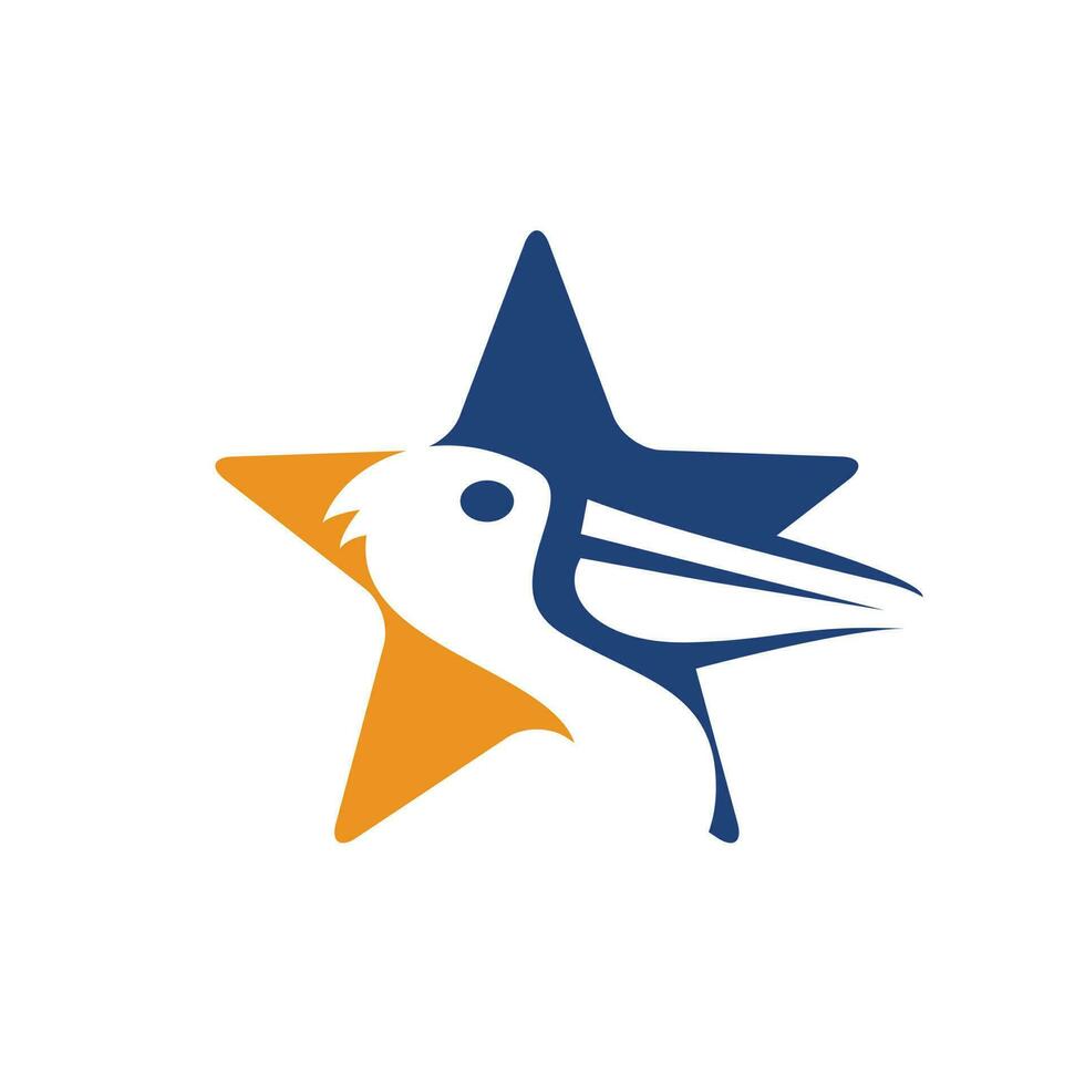 création de logo vectoriel pélican et étoile. emblème d'illustration vectorielle d'animal pélican et icône étoile.