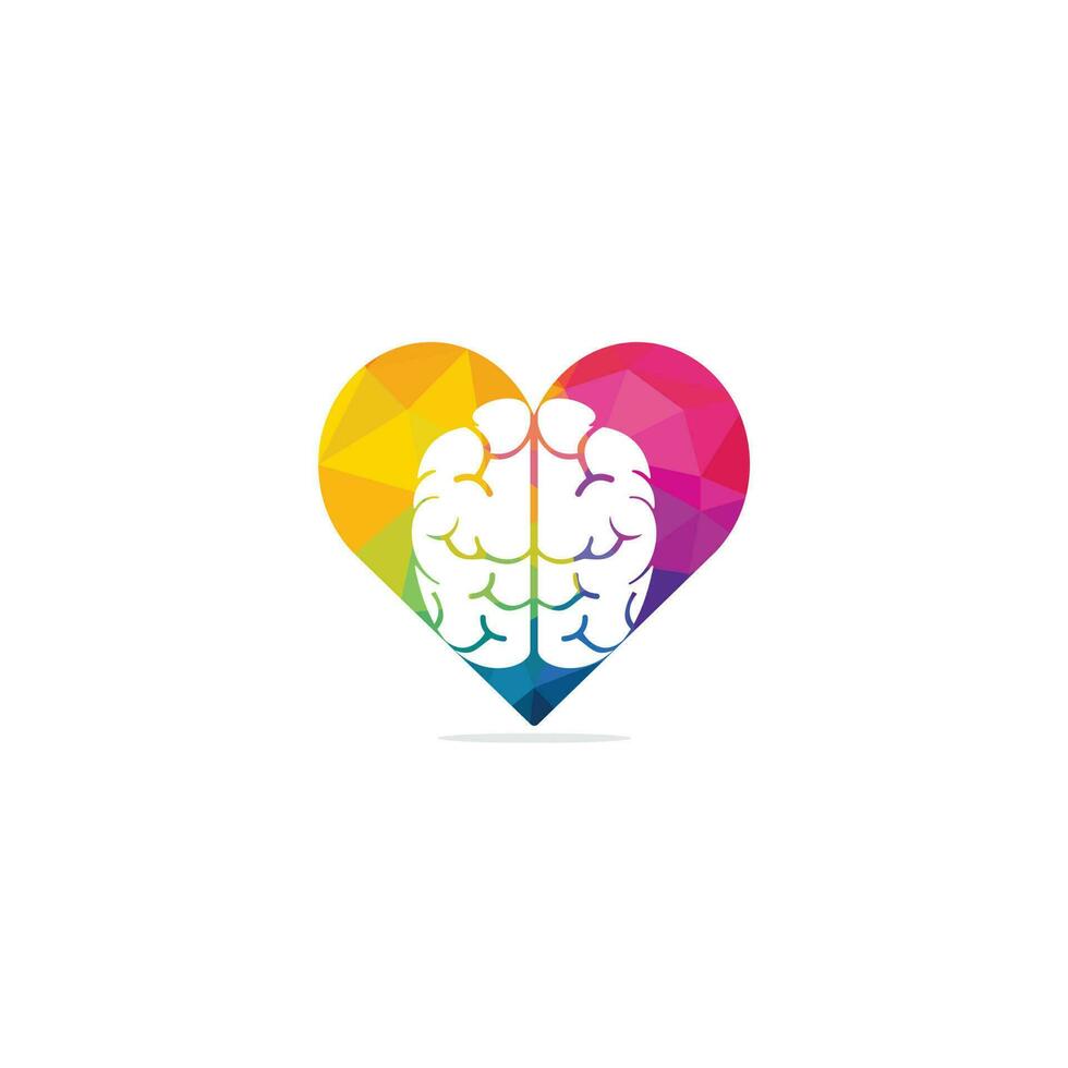 création de logo en forme de coeur de cerveau créatif. pensez concept d'idée. icône de logotype de cerveau de pensée de puissance de remue-méninges. vecteur