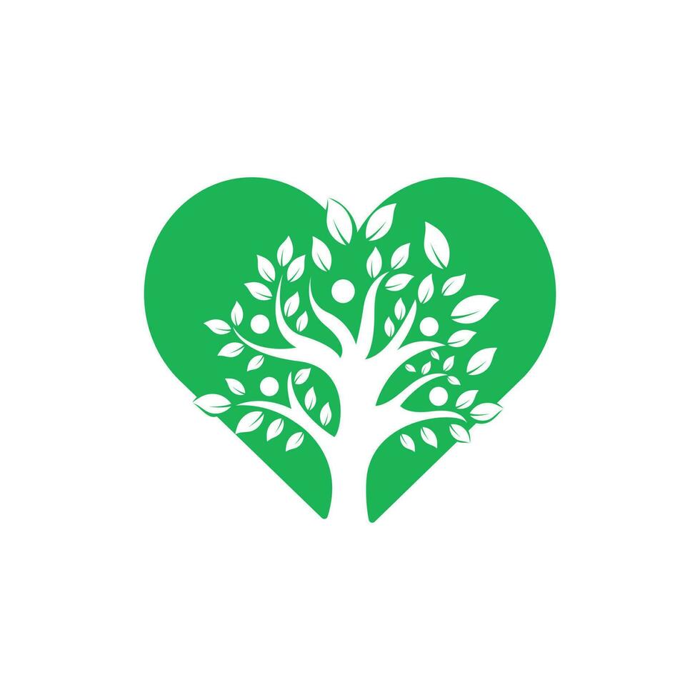 icône du logo de la vie humaine du vecteur d'arbre de personnes abstraites. signe et symbole de forme de coeur d'arbre généalogique.