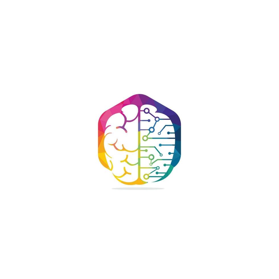 création de logo de connexion cérébrale. modèle de logo de cerveau numérique. vecteur