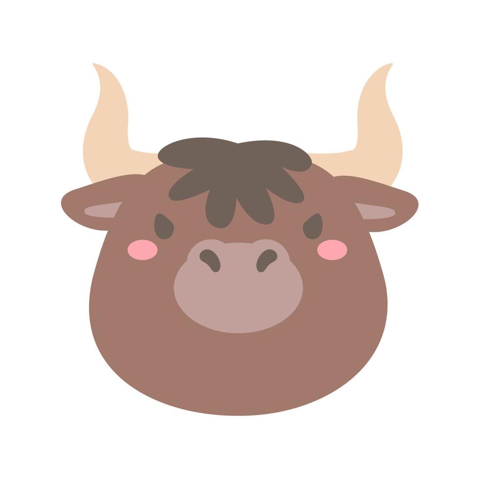 vecteur de taureau. conception de visage d'animal mignon pour les enfants