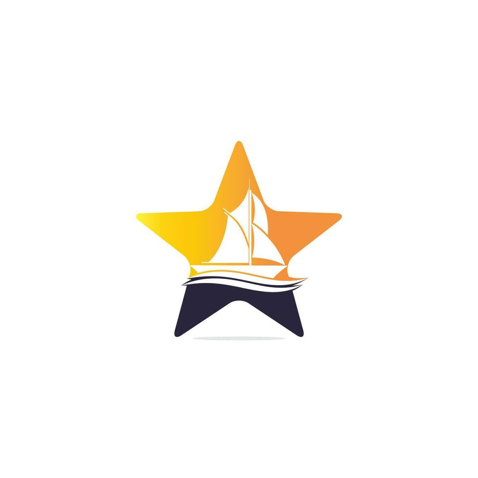 création de logo en forme d'étoile de yacht. club de yachting ou création de logo vectoriel d'équipe de sport de yacht. aventure de voyage en mer ou championnat de yachting ou tournoi de voyage à la voile.