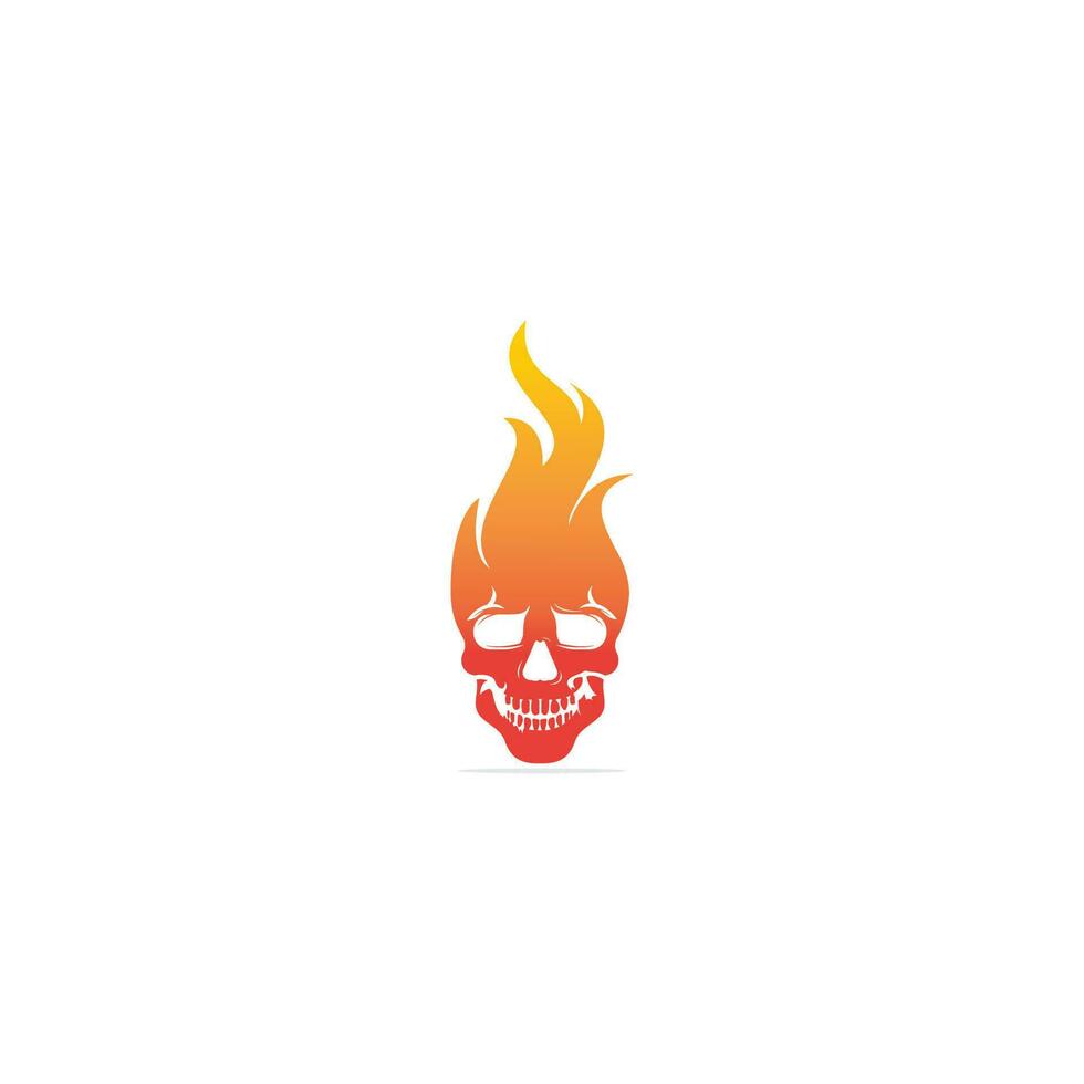 crâne avec création de logo vectoriel de flammes. conception de tatouage ou de logo cool.