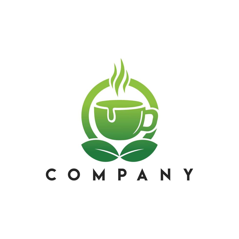 logo de café vert, logo de santé biologique aux herbes naturelles vecteur