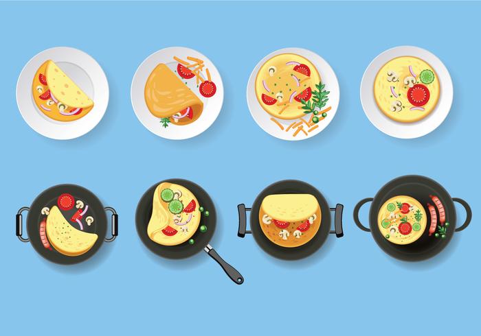 Omelet vector set illustration