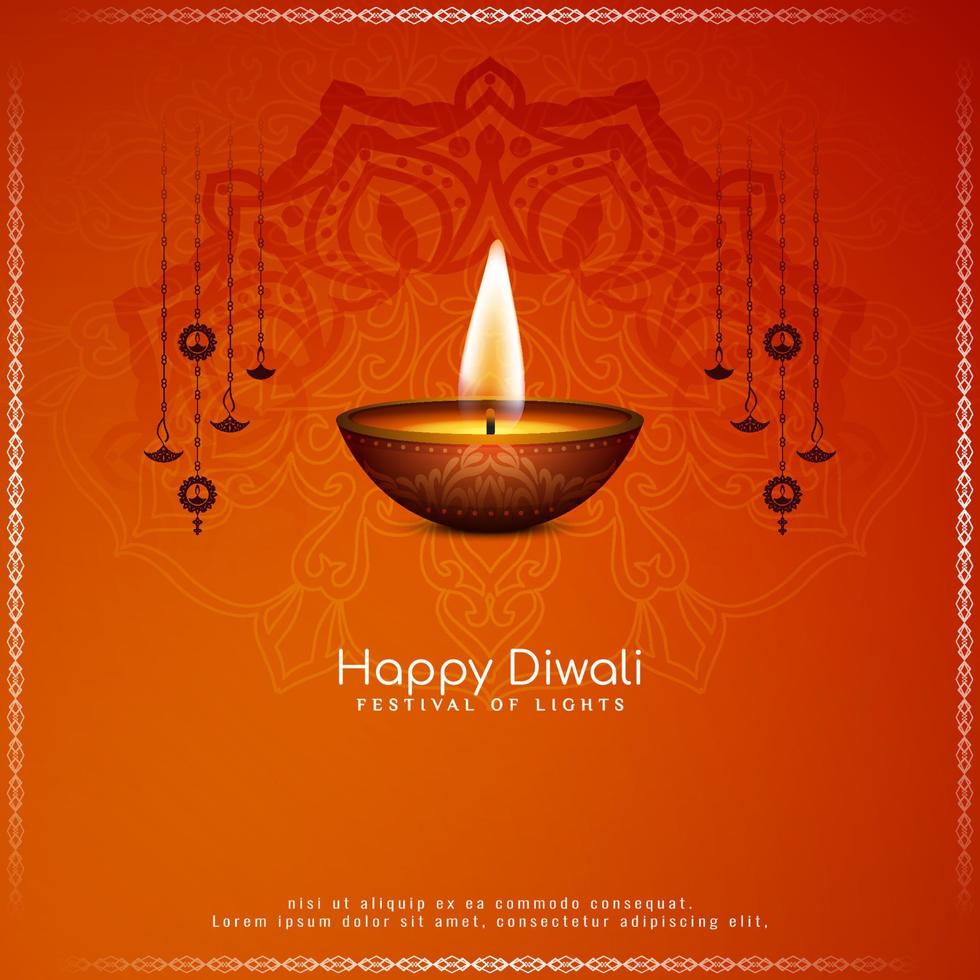 célébration du festival joyeux diwali belle carte de voeux design élégant vecteur