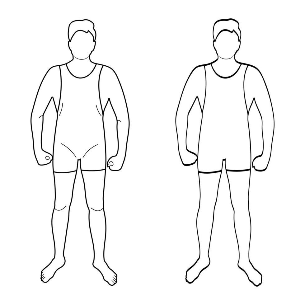 contour de silhouette vectorielle de lutteur, figure d'athlète masculin vecteur